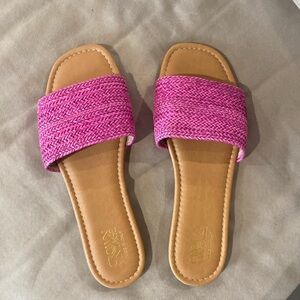 Pink woven sandals